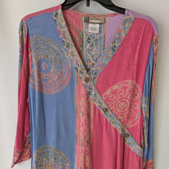 Shaybali Tops - Shaybali Pink Blue Batik Rayon Tunic Top M